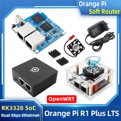 Orange Pi R1 Plus LTS Rockchip RK3328 1GB RAM Run OpenWRT OS Android 9 Unbuntu Optional Metal Case Dual Gigabit Soft Router