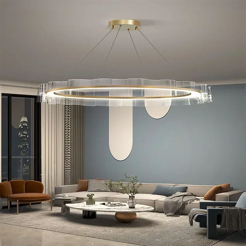 Modern Nordic Chandelier Minimalist Luxury Creative Circular Wave Alec Restaurant Bedroom Study Designer Hanging Lamp