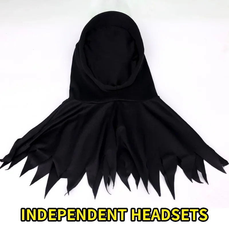 Halloween Cosplay Costume Grim Reaper Scary Skeleton Costume Children Glowing Red Eyes Grim Reaper Ghost Robe Send Scythe Props