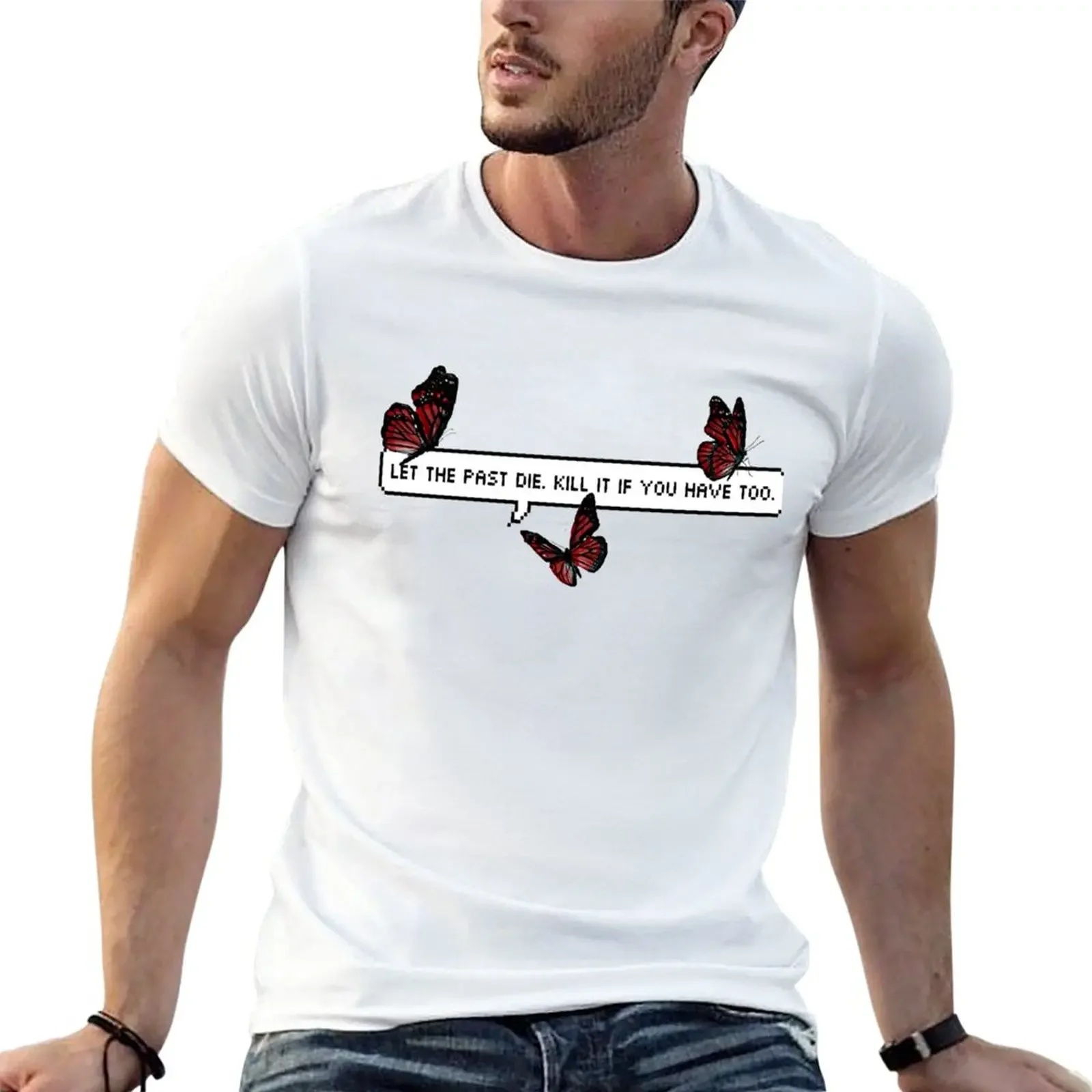 red butterflies T-Shirt oversizeds boys whites anime oversized t shirts for men