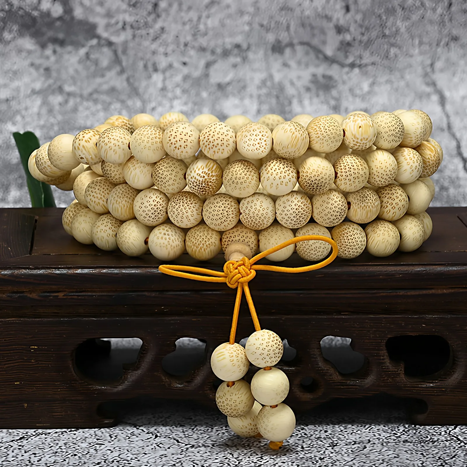 

Authentic High Density Old Dragon Blood Golden Bamboo 108 Beads 2.0 Bracelet for Men and Women Gifts