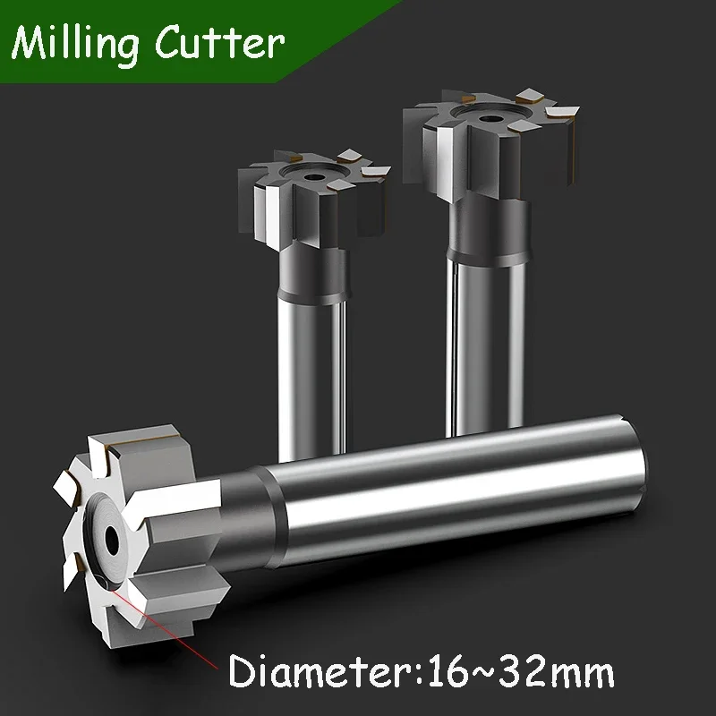 

T Slot Milling Cutter 16-32mm Alloy Rough Inserted Straight Shank End Mill For Hardness Metal CNC Router Bit Milling Tool