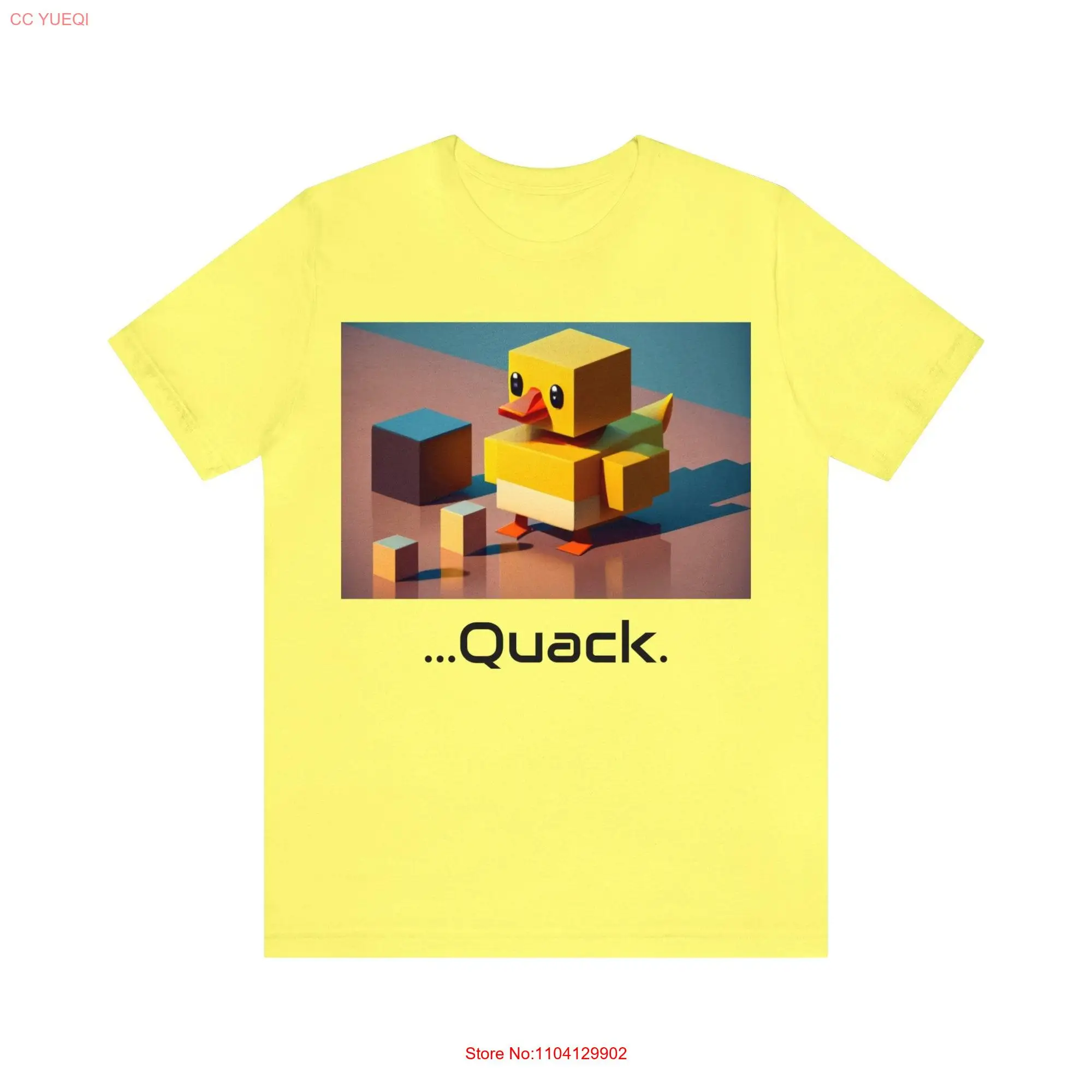 Quack Jersey  T Shirt 3D Duck Ducky Pixelated Blocks Cube World Fun  long or short sleeves