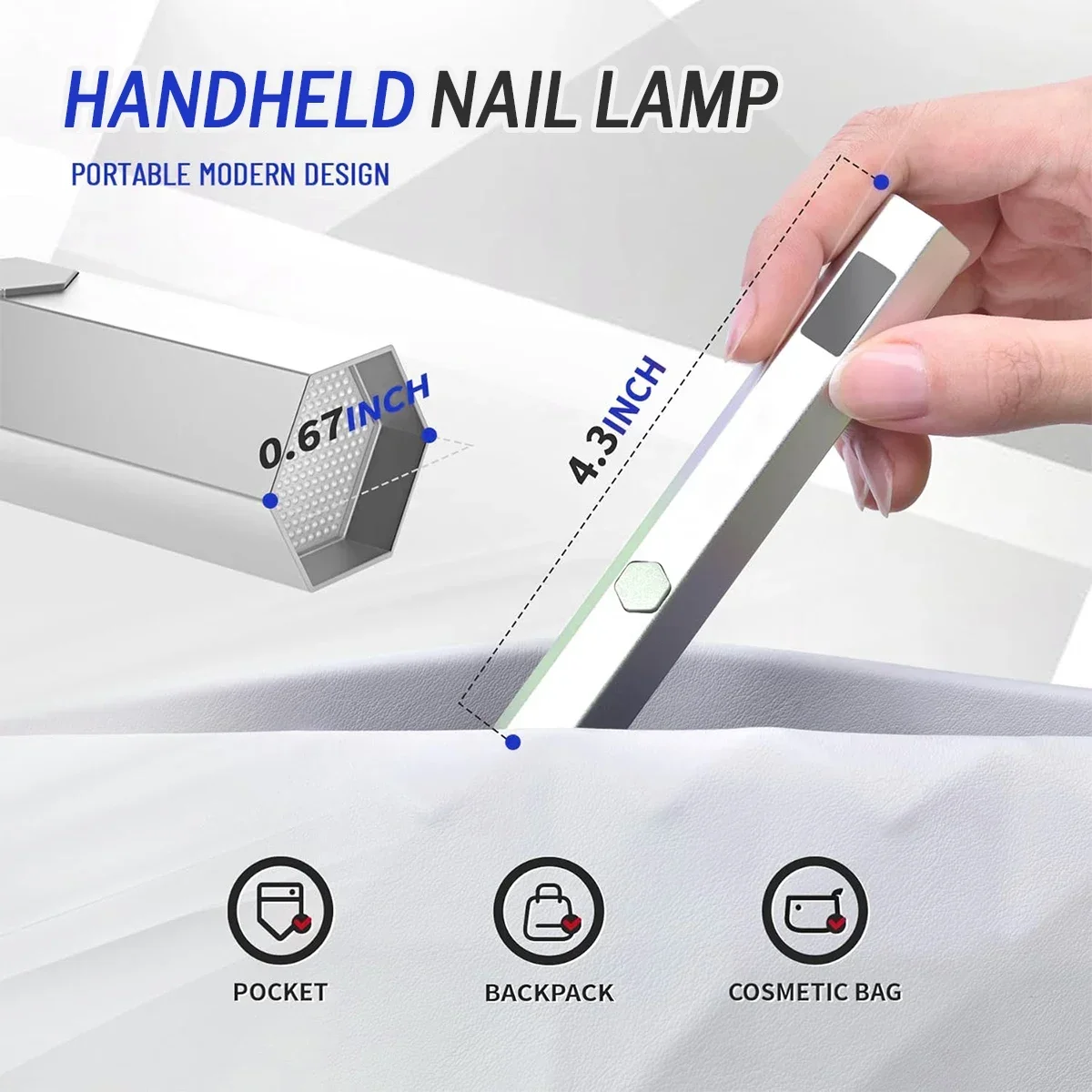 Lampada per unghie portatile Mini UV LED per asciugare le unghie per manicure con smalto gel Asciugatrice portatile per unghie con display Strumenti per nail art