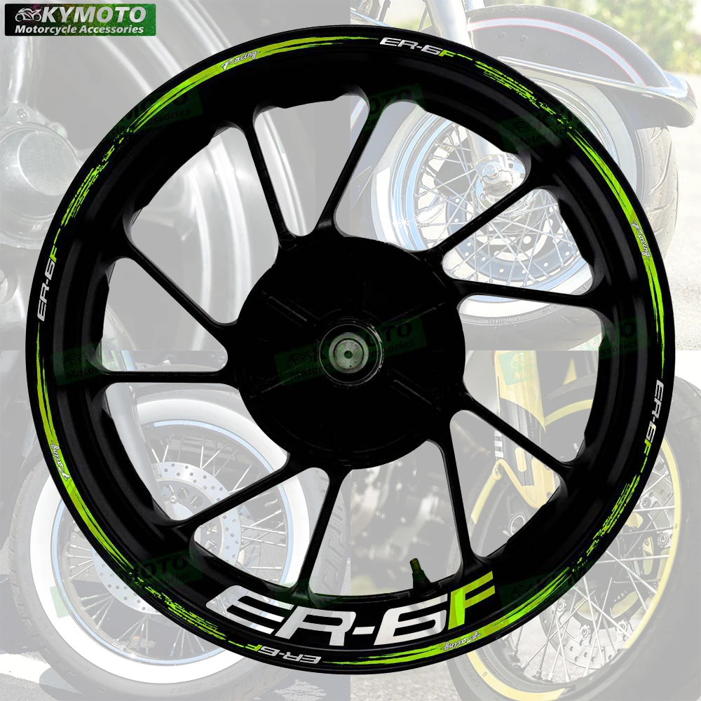 For ER-6F ER6F reflective motorcycle accessories 17 inch front and rear wheel stickers fairing hub decals stickers decoration