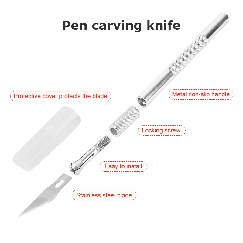 Carbon Steel Engraving Non-Slip Metal Scalpel Knife Kit 40pcs Blades Cutter Craft Knives for Mobile Phone PCB Repair Hand Tools