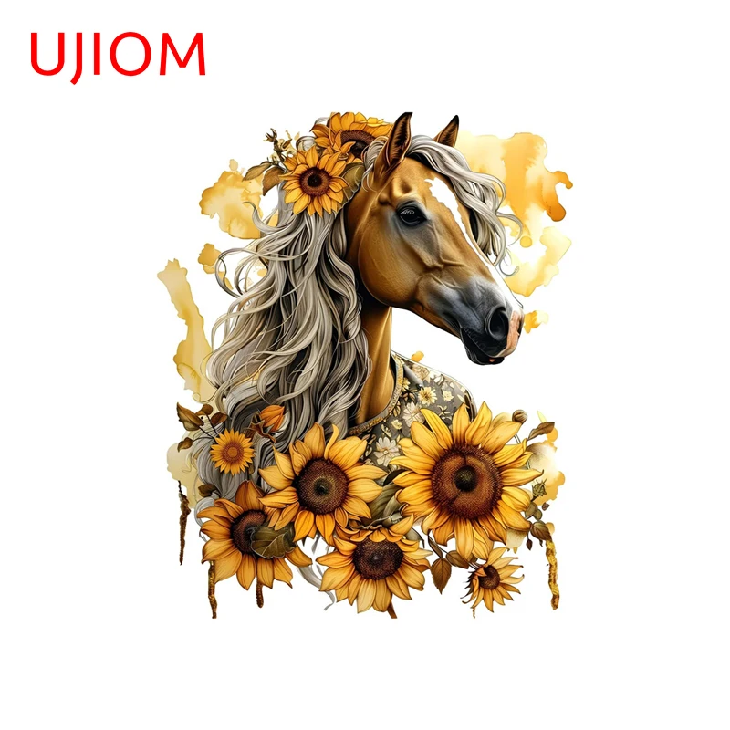 UJIOM Horse Chrysanthemum Picture Wall Sticker Ingenious Personality Waterproof Picture Decal Unique Bedroom Bathroom Decor