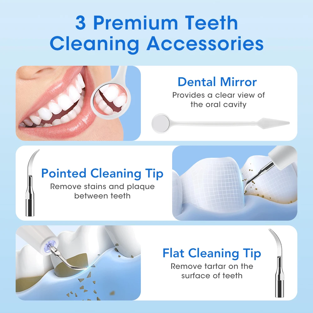 Ultrasonic Tooth Cleaner Electric Dental Scaler Plaque Tartar Remover 5 Modes Rechargeable Waterproof Home Oral Care Kit image 5