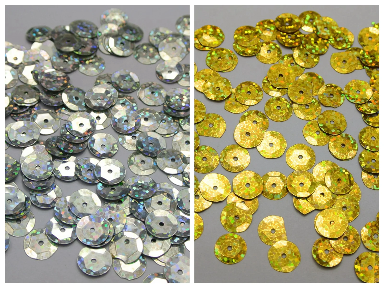 2000 Silver/Gold Laser Hologram 10mm CUP round loose sequins Paillettes sewing Wedding craft