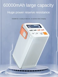 Batterie de secours d'urgence mobile extérieure à charge super rapide, banque d'alimentation, super grande capacité, 60000 mAh, 66W