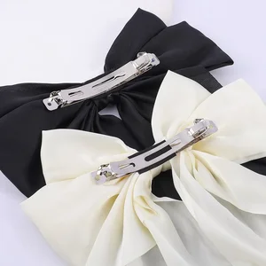 Elegante Bogenbandhaarclip für Frauen, solide Satin -Haarnadel, Pferdeschwanz -Risse, Mädchen -Modezubehör, 1 PC, 2pcs 6 Hauptverkaufshaar Kinder Hochzeit - №3