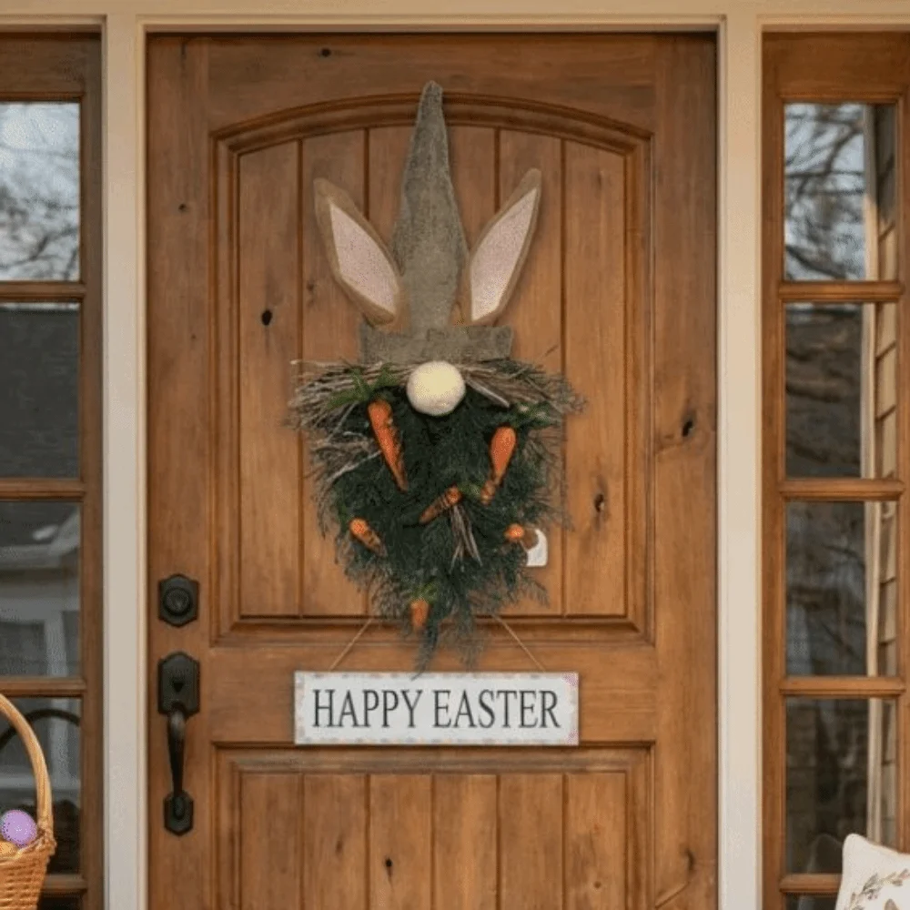 

Подвеска-гном в деревенском стиле на Пасху с морковкой, пластиковый пасхальный венок с кроликом, искусственная гирлянда ручной работы, свадебный декор