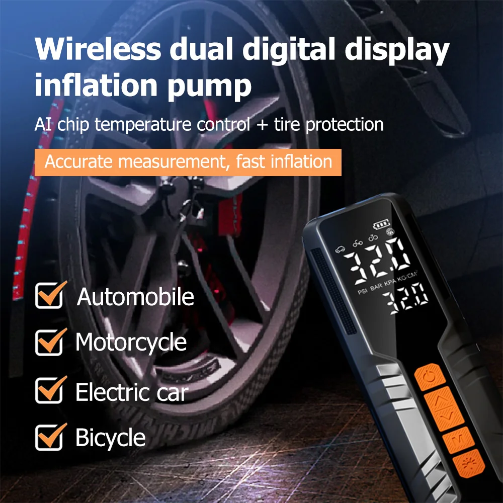 

Portable intelligent wireless air pump, car electric vehicle carrier air pump, electric air pump