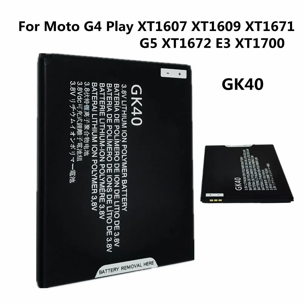 

New GK40 2800mAh Replacement Battery For Motorola Moto E3 G4 Play XT1607 XT1609 XT1670 XT1671 G5 XT1672 XT1675 Cellphone Bateria