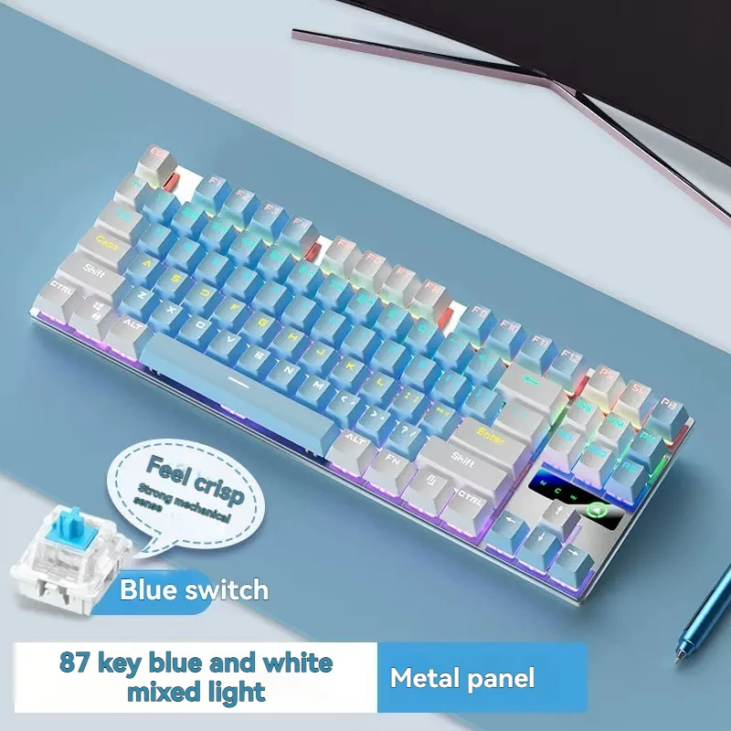 YINDIAO ZK3 Mechanical Keyboard 87/104 Key Customize Wired RGB Metal Panel Desktops PC Computer E-sports Gaming Office Keyboard