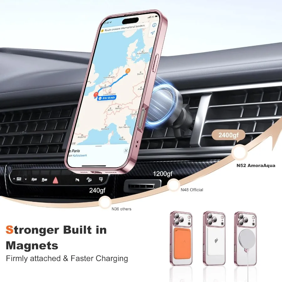 Supporto ad anello magnetico ruotabile a 360° compatibile con la custodia per iPhone 17 Pro con supporto Mag-Safe e protezione completa dell'obiettivo della fotocamera