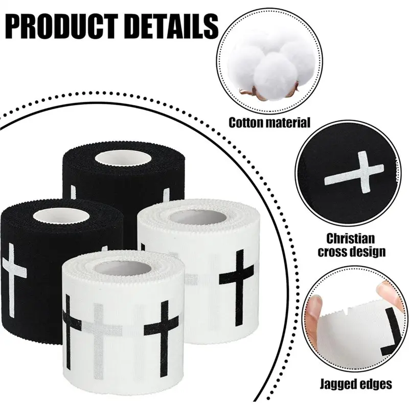【Price Drop !!】Wrist Bandage 4 Rolls 23Ft Serrated Edge Skin-Friendly Cotton Sport Tape For Christians Athletes