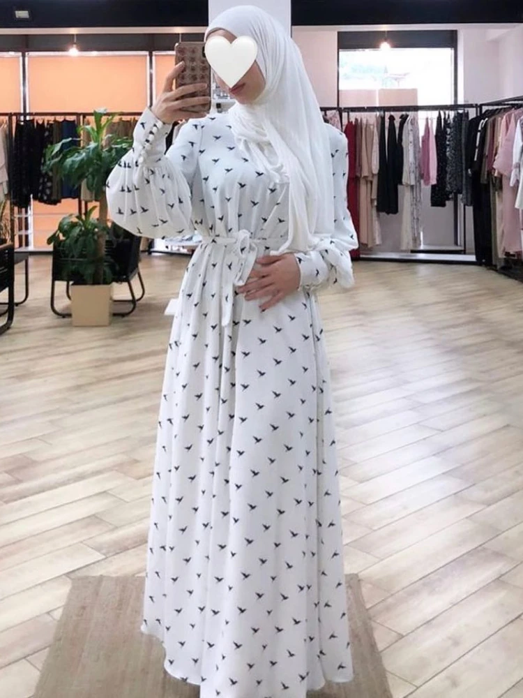 Eid Muslim Hijab Dress Fashion Printed Islam Abayas for Women Turkish Dresses Dubai Abaya Turkey Nida Kaftan Vestido Arabe Mujer