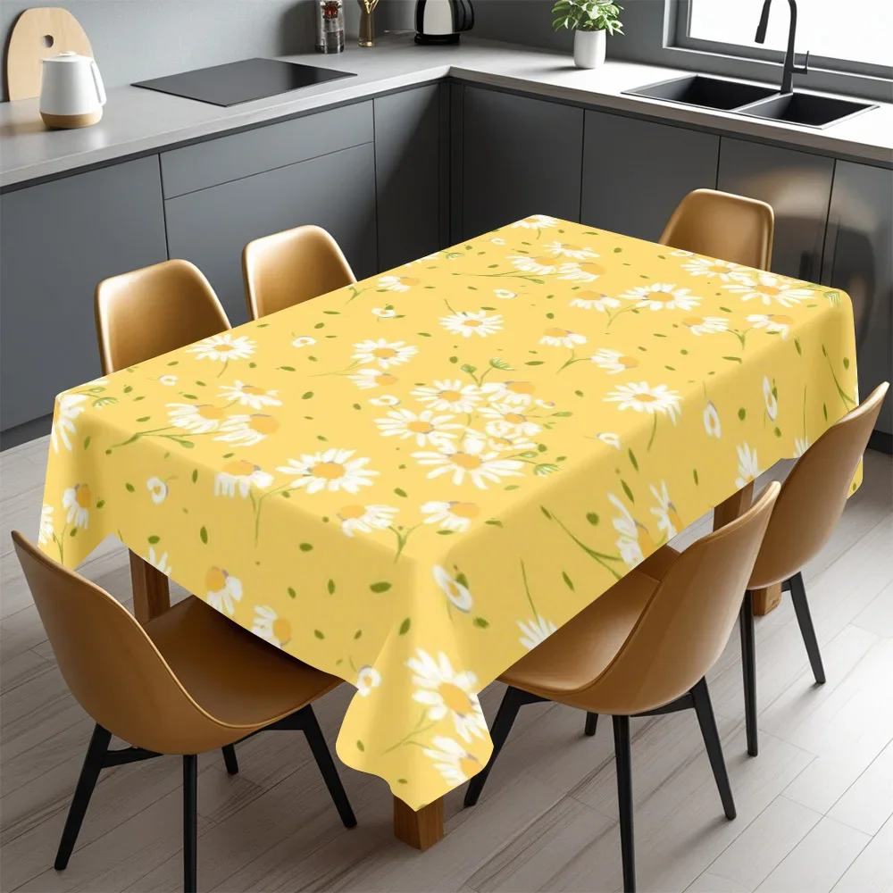 The small daisy Margery long rectangular tablecloth can enhance the atmosphere of the family dining table.xzj