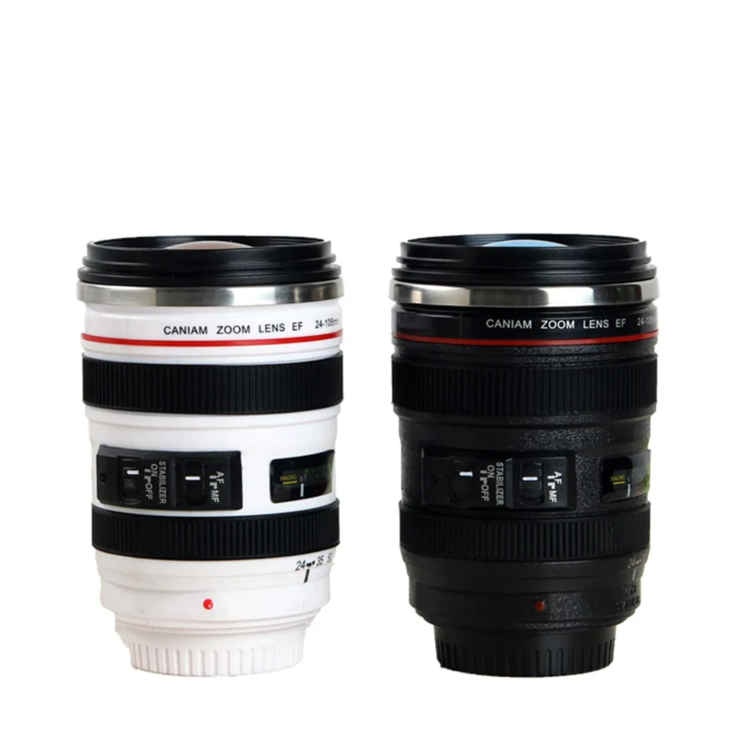 Stainless Steel Camera EF24-105mm  White Black Coffee Mugs Coffee Lens Mug Canecas Tazas Vaso Caf Coffee Cups Creative Gift