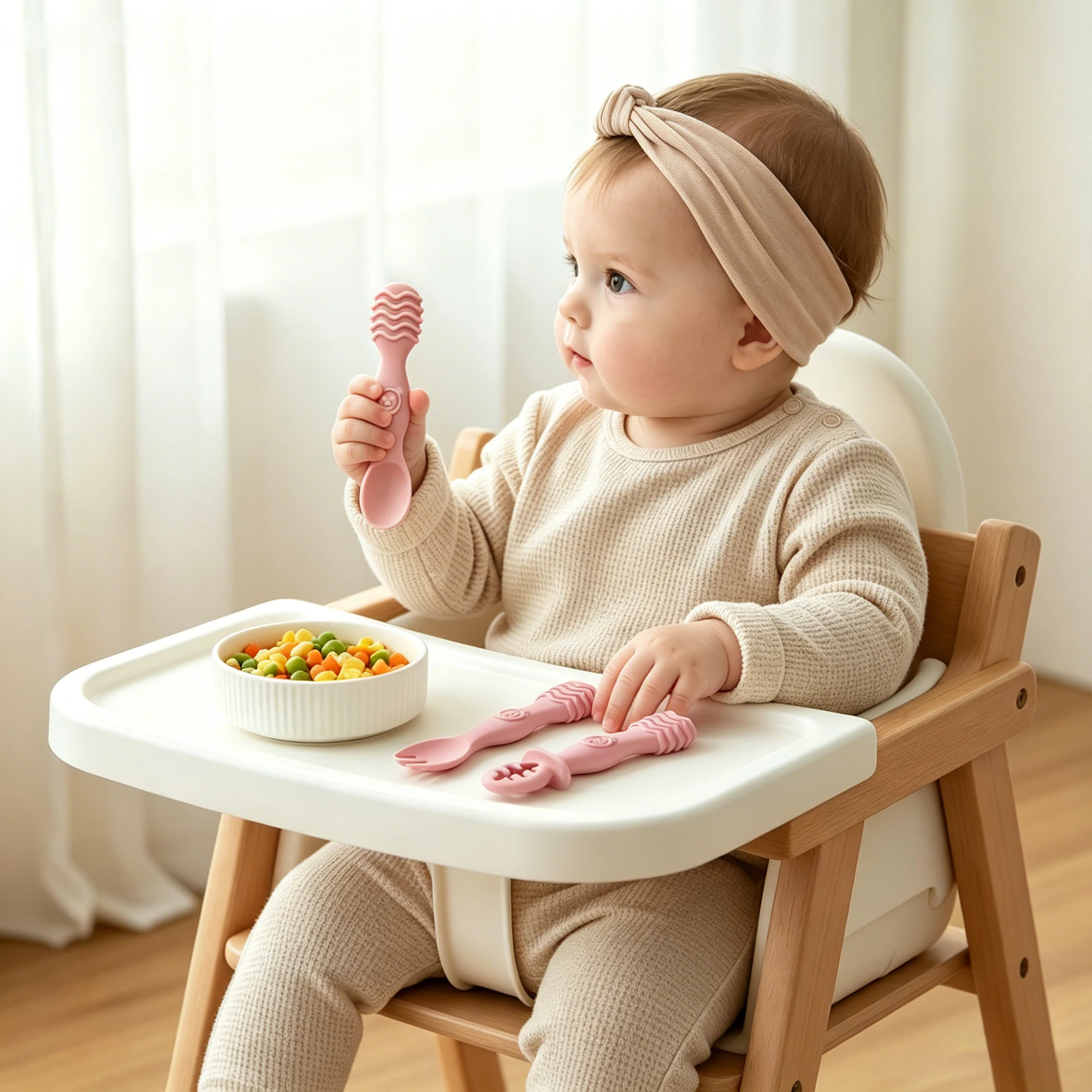 3pcs New Silicone Baby Tableware, Chew-Resistant, Baby Food Accessories, Microwave Heating & Dishwasher Compatible