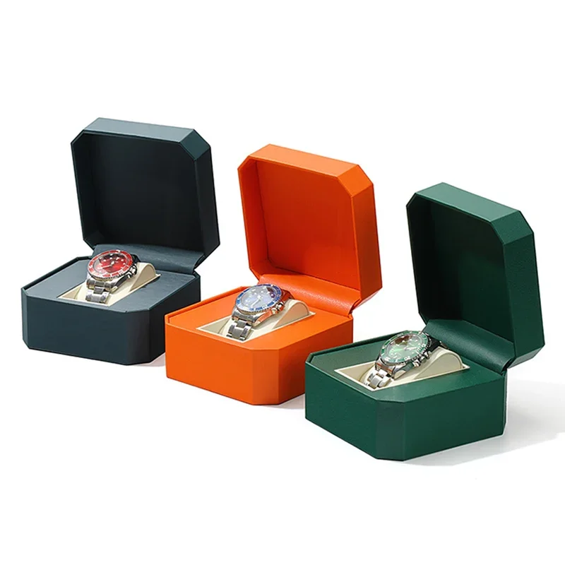 Fashionable Flip Cover Octagonal Box Watch Case Organizer Provide Free Personalized Customized Logo Services Display Watch Box