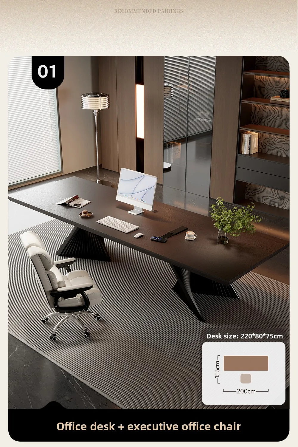 LMM computer desk desktop home solid wood president light luxury modern desk 5