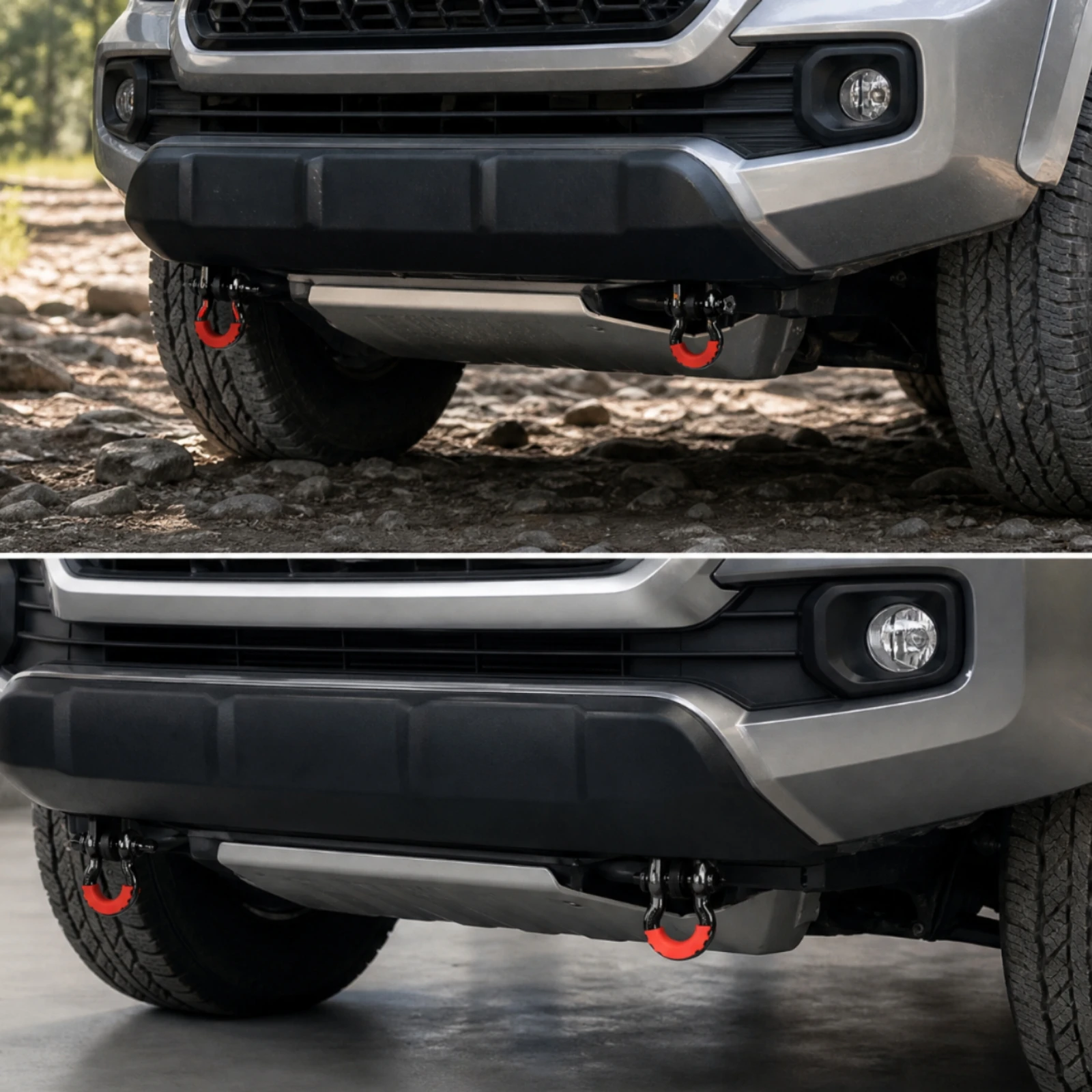 2 Pieces D-Loop Shackle Tow Hook Set Heavy Duty Tow Hook with Mounting Plate Long-Lasting High Capacity for Vehicle Owners