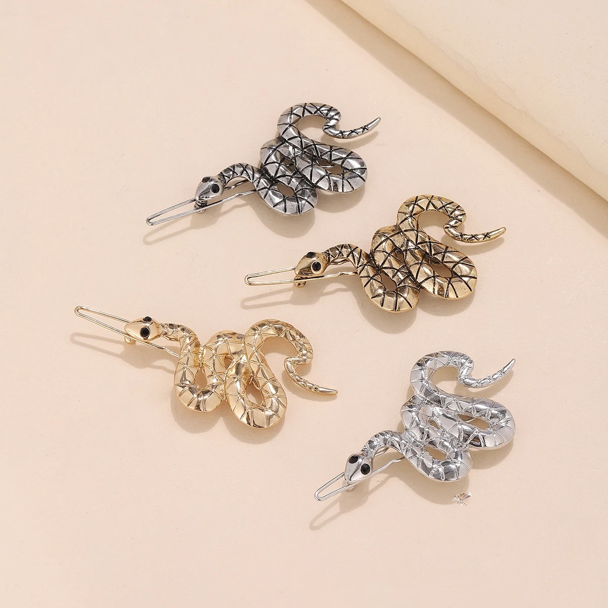 

Alloy accessories one word hair clip exaggerated alternative hair clip snake 4pcs