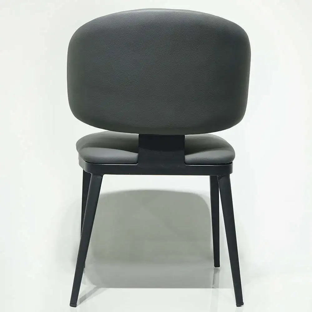 #Nordic Hotel Style Minimalist Dining Chair Modern Luxury Metal Frame Leather Upholstered Eco-Friendly Durable Home Furniture