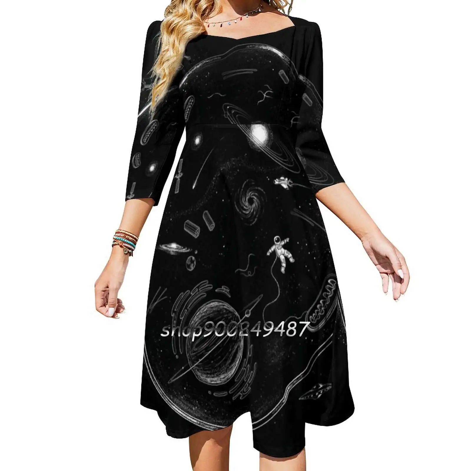 We Are Made Of Starts Square Neck Dress New Plus Size Elegant Women Waist Tight Dress Asteroidday Stars Cosmos Space Astronaut