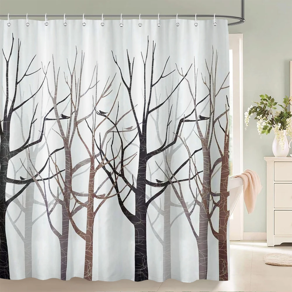 

Leaves Plant Tree leaf Small Fresh Shower Curtains Bathroom Curtain Frabic Waterproof Polyester Decor Bathtub Screen with Hooks