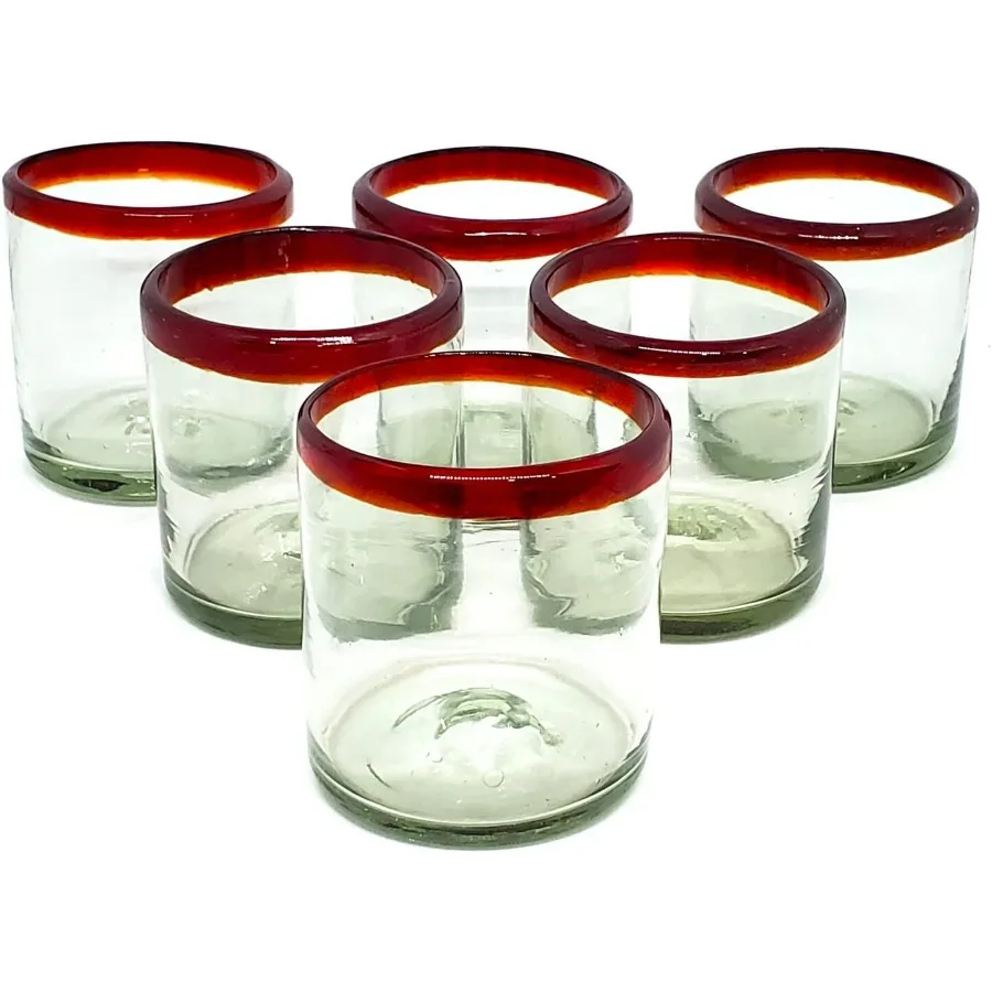 

Рубиново-красная оправа, 8 унций, набор из 6 перфорированных стекол, бессвинцовая токсиновая оправа для коктейлей, сервировки, бара, домашнего использования, современные украшения