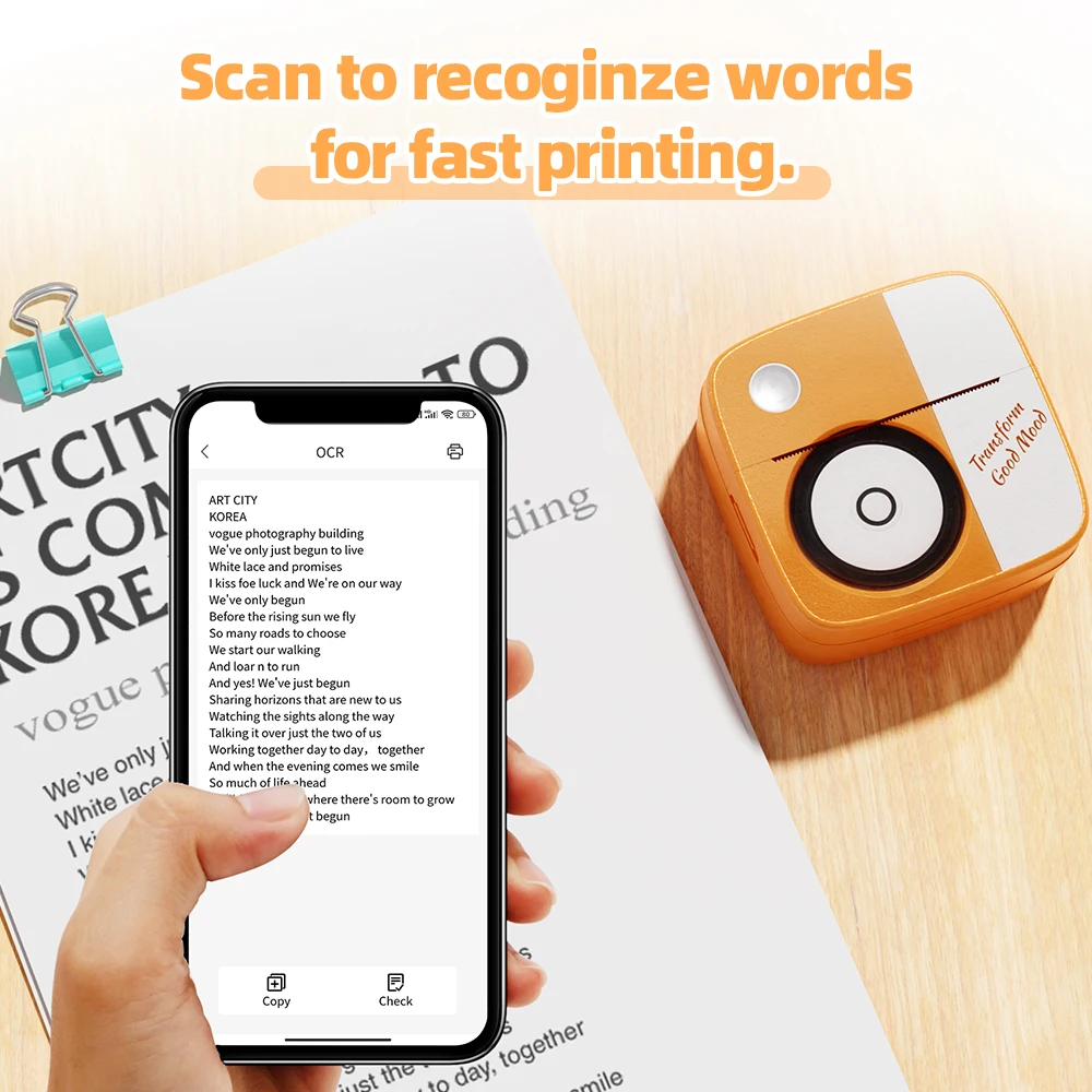 Creative Records Mini Printers Bluetooth App Label Maker Printer 57mm Thermal Stickers Printer for School Text Photo Printing