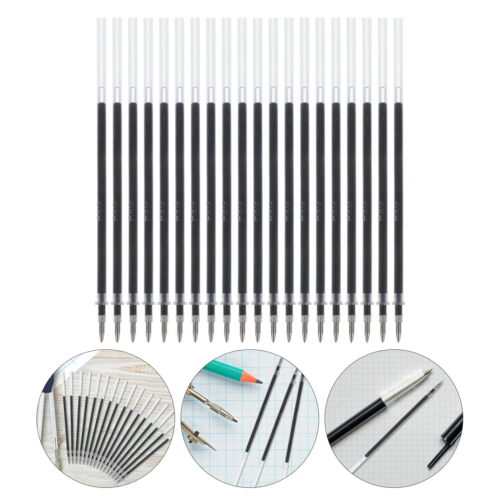24Pcs Black Gel Pen Refills Fine Point Reliable Flow Precision Writing for Students Professionals School Office Home Gel Refills