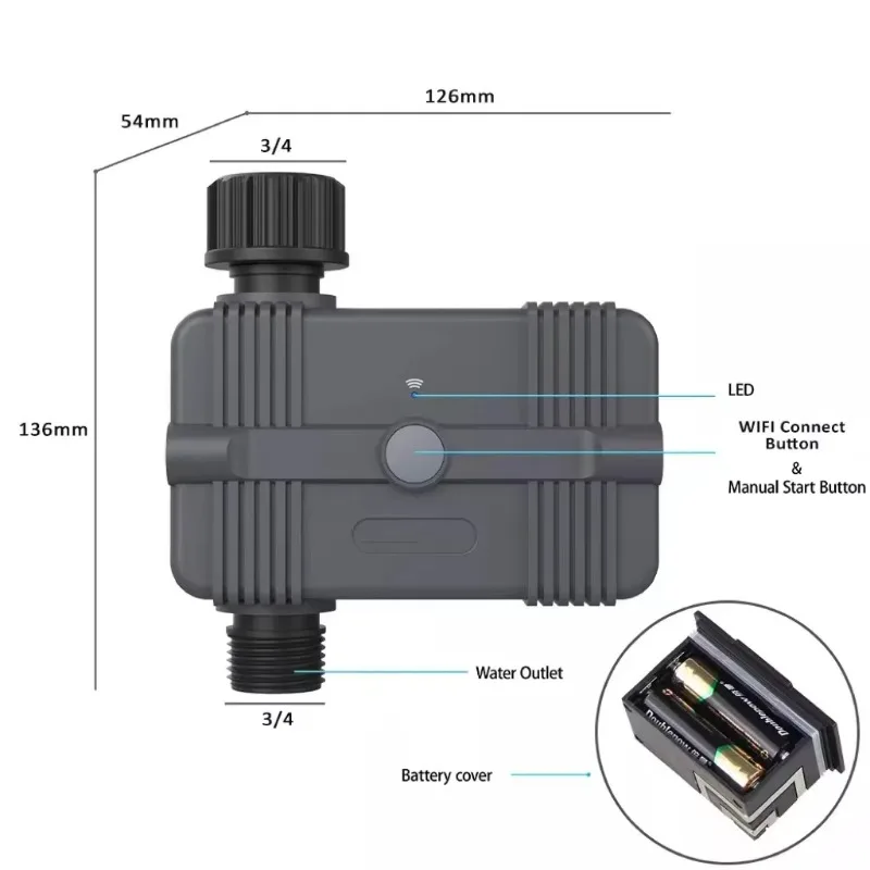 DC3V Garden ZigBee Wifi Irrigation with Tuya App Smart Watering Timer for Drip Irrigation