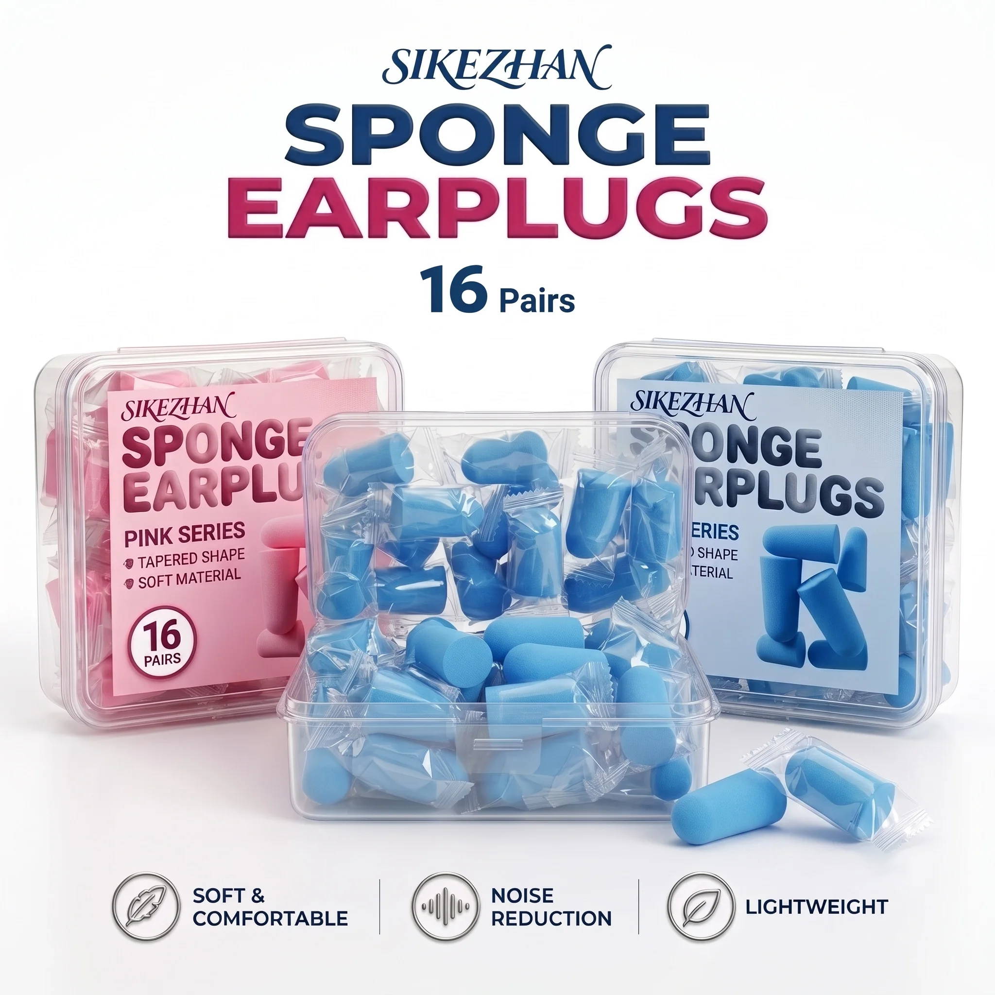 Noise Cancelling Foam Earplugs for Sleeping Snoring, 16Pairs Ultra Soft Individually Wrapped Ear Plugs for Study Work Travel