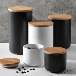 European Ceramic Storage Jar Canister Minimalist Style Kitchen Sealed Grain Dispenser Home Coffee Tea Sugar Container Organizer