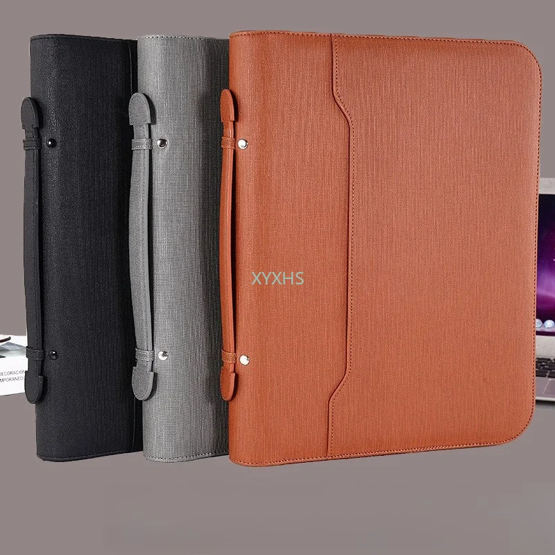 Ensemble de 3 classeurs à anneaux multifonctions en cuir A4, porte-documents de bureau, porte-documents, organisateur de contrats