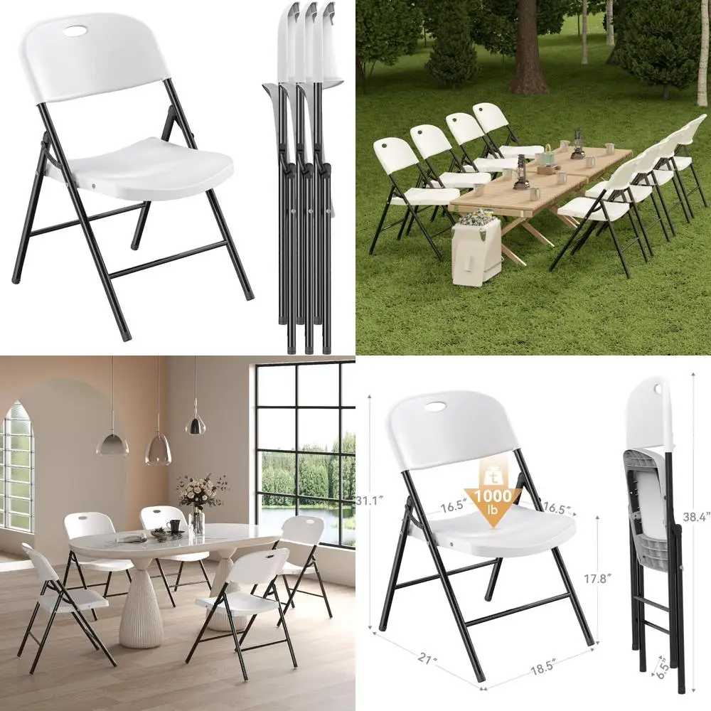 Heavy-Duty Plastic Folding Chairs with Steel Frame for Indoor & Outdoor Use, Ideal for Weddings, Parties, and Restaurant Events