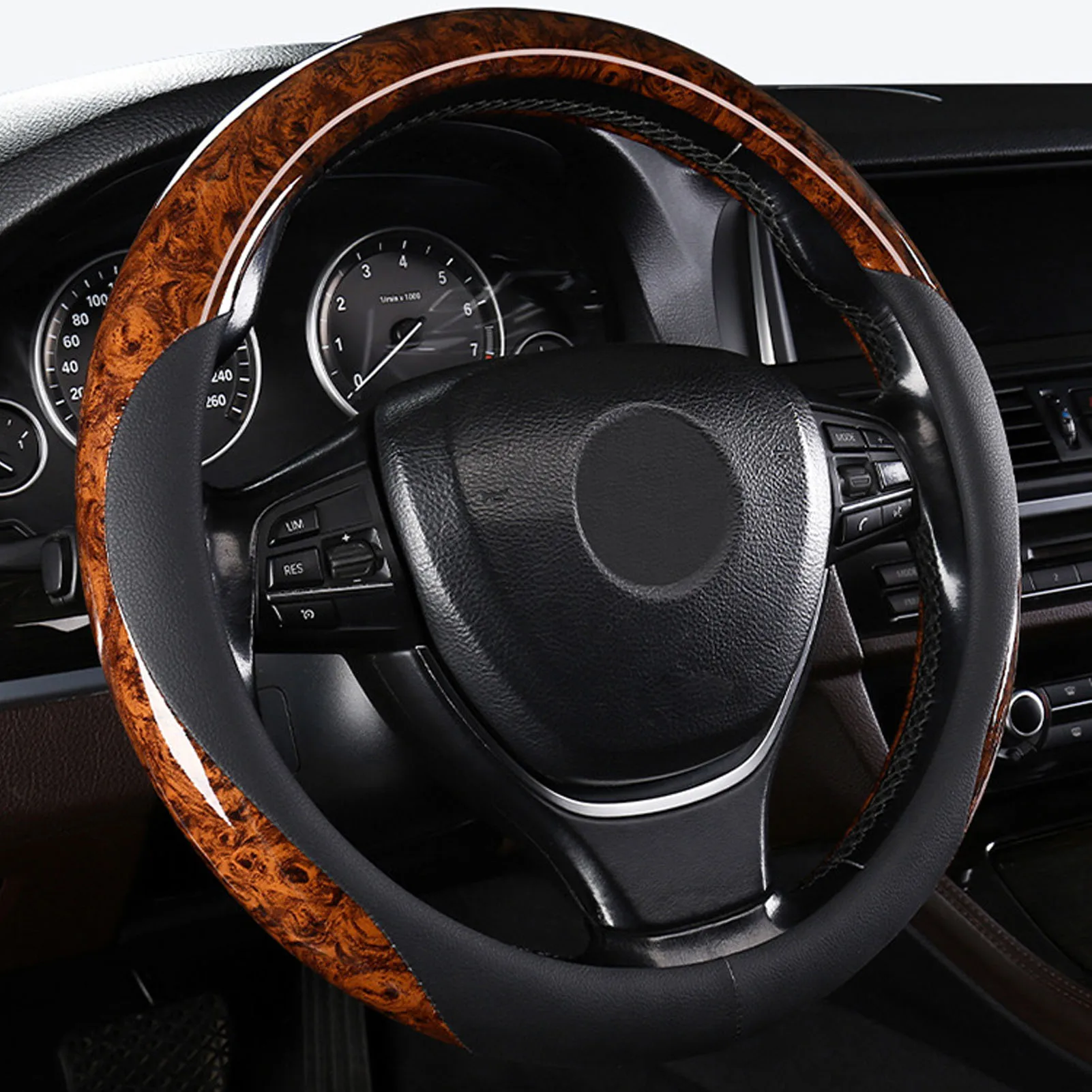 

38cm Steering Wheel Protective Cover Ultra-thin Imitation Leather Carbon Fiber All-season Universal Sweat Absorption Anti Slip