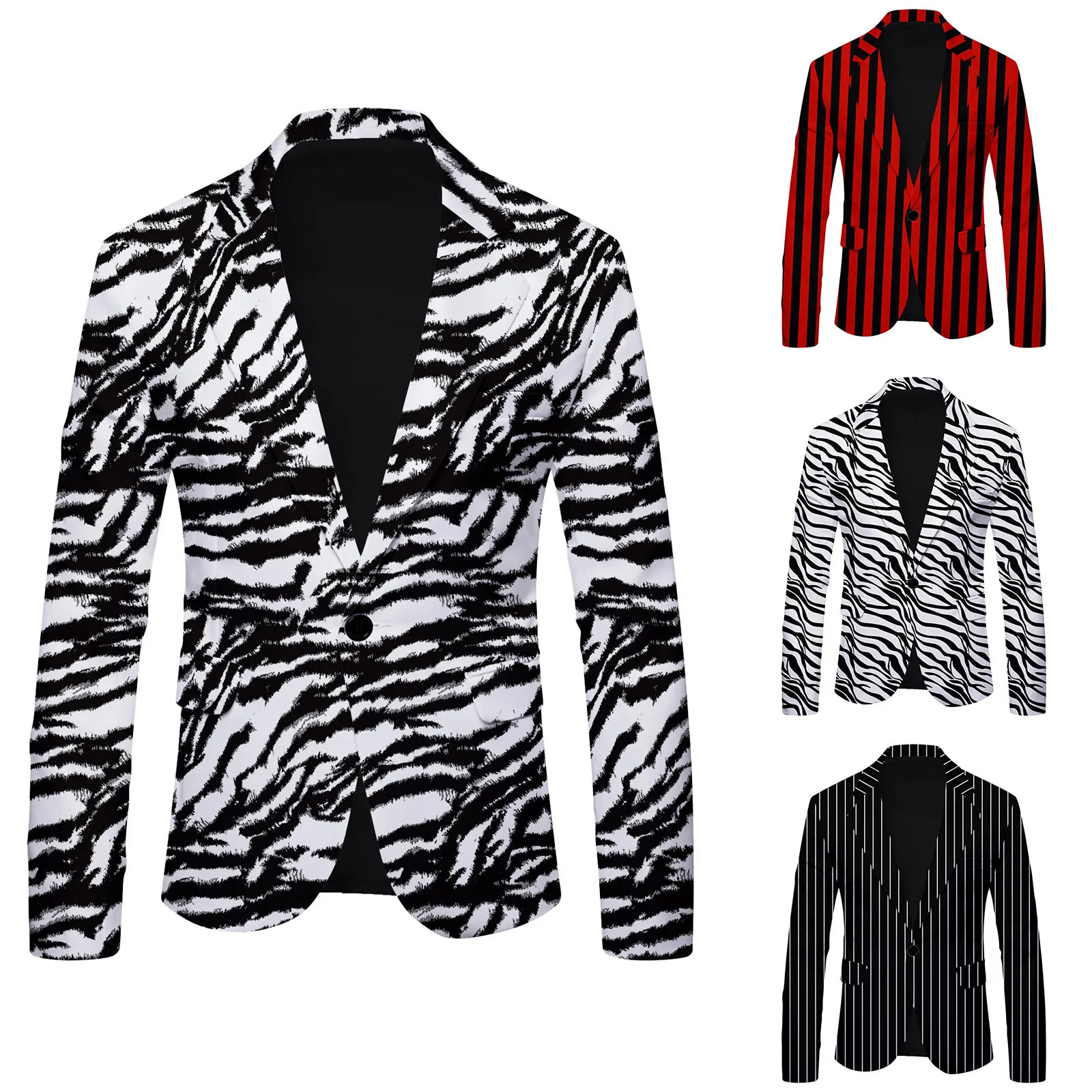 

20243 New Striped Male Blazer Suits Zebra Leopard Print Casual British Fashion Slim Fit Jacket Suit Men's Casual Coat Blazer