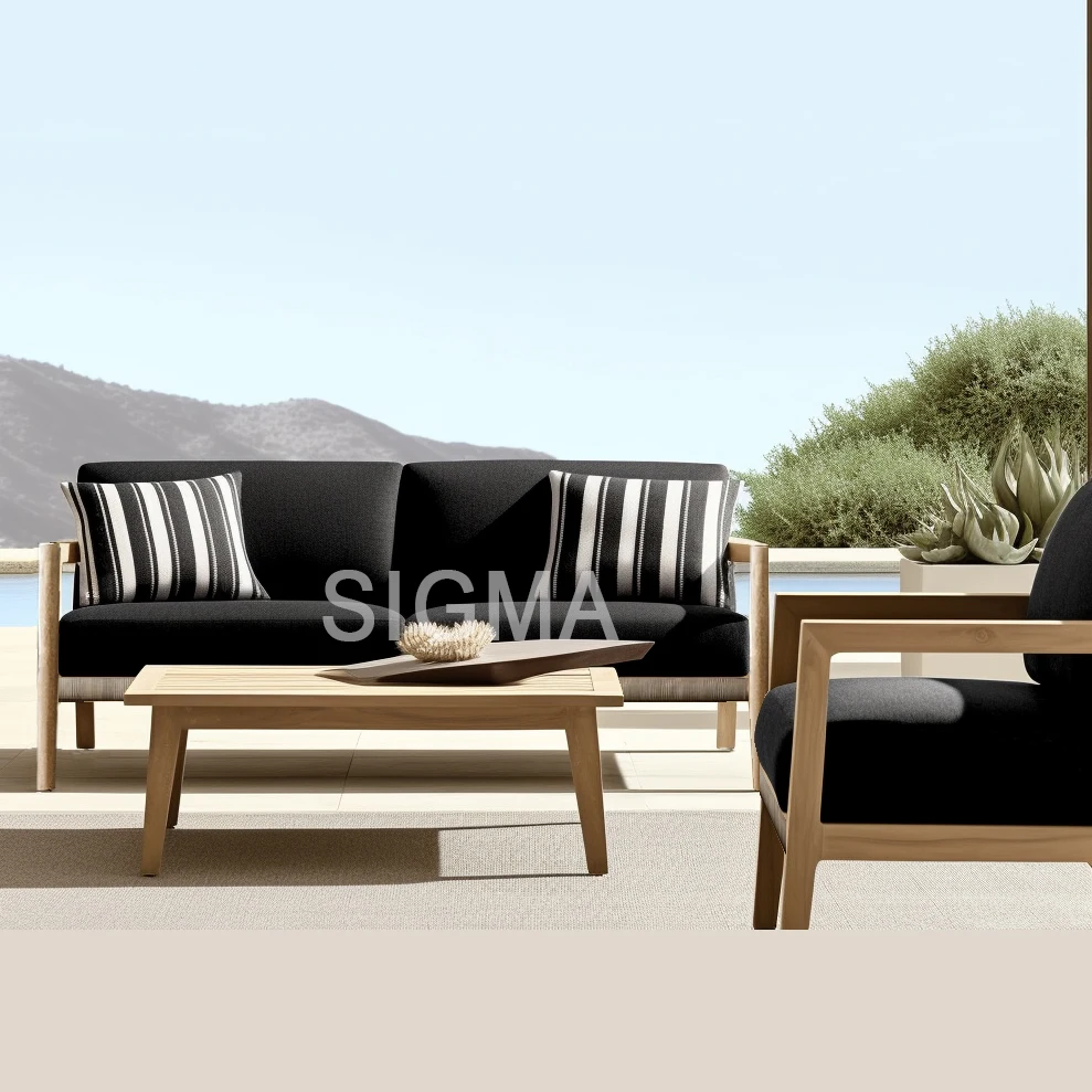 2026 Sigma Outdoor Dining Aluminum Rope Sofa Set Farmhouse Style Metal Patio for Garden Villa Park Hotel New Design for Living