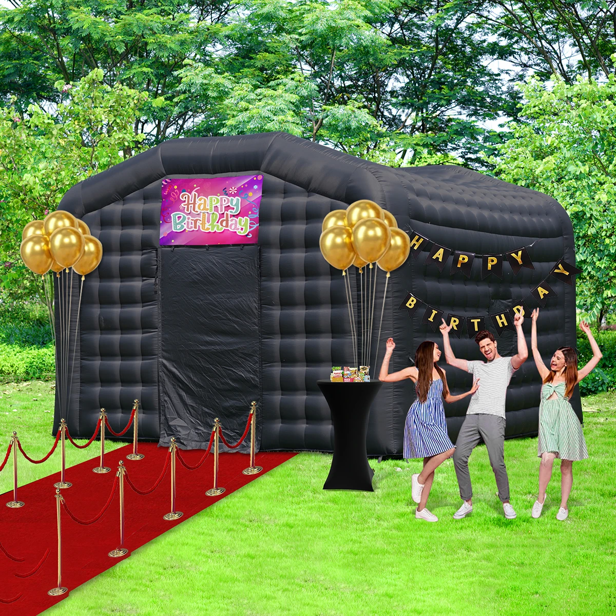 Tienda inflable portátil para discoteca, tela Oxford de 18x16x12 pies, patio al aire libre, tienda de fiesta inflable en cubo para niños y adultos a la venta