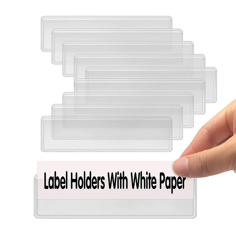 4/12pcs Self Adhesive Label Holders Shelf Tag Index Card Pockets Peel Stick Tag For Bookshelf Library Mailbox Office