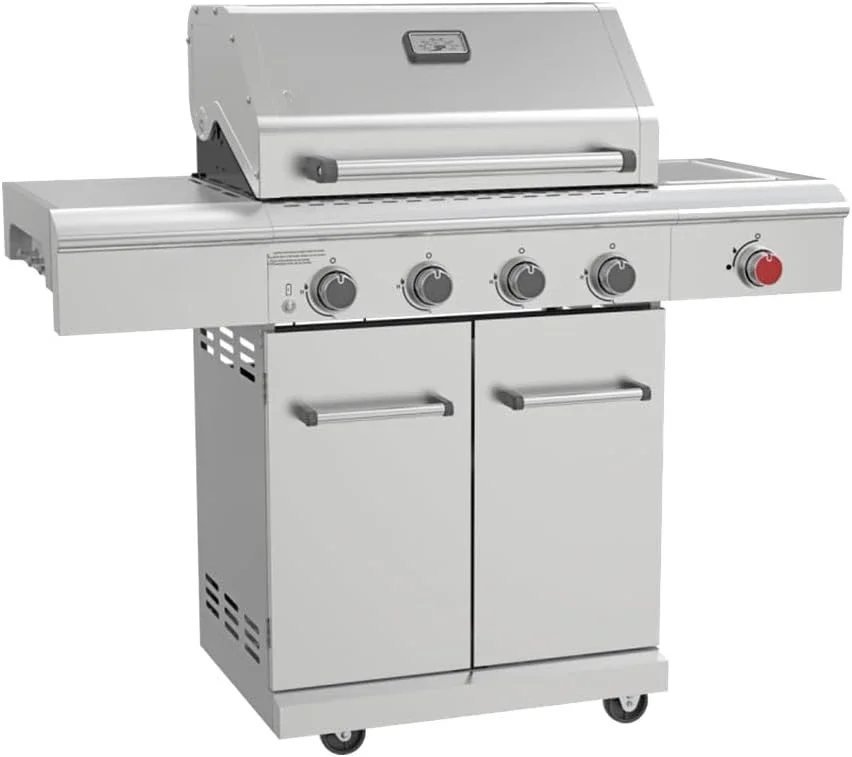 4-Burner (48000 BTU) Premium Dual Energy Propane Gas Grill, With Infrared Side Burner(15000BTU), Heavy Duty Propane Gas Grill