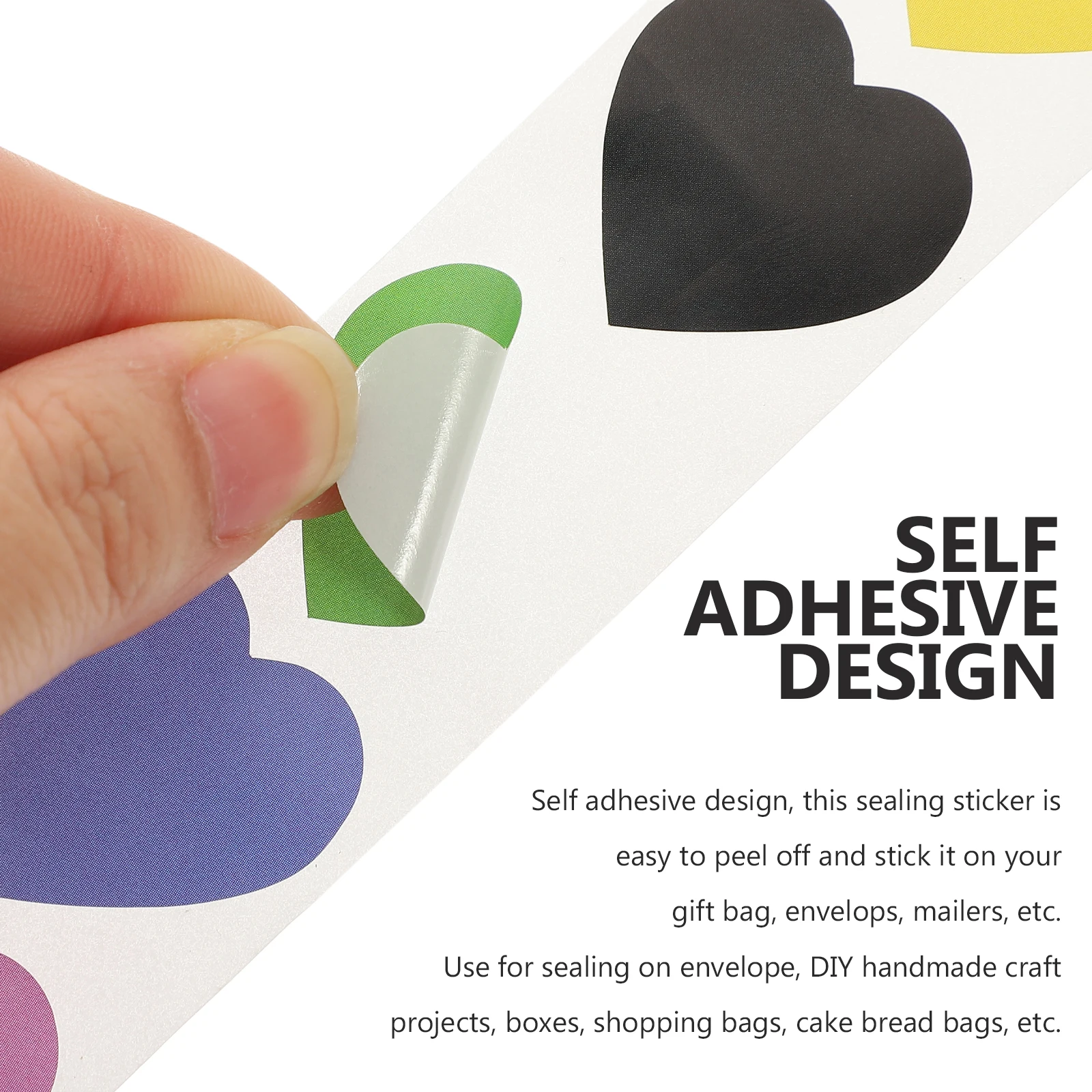 

2 Rolls Love Stickers Tag Valentine's Day Greeting Card Sealing Small Heart Shape Adhesive Tape Shaped Wrap Label
