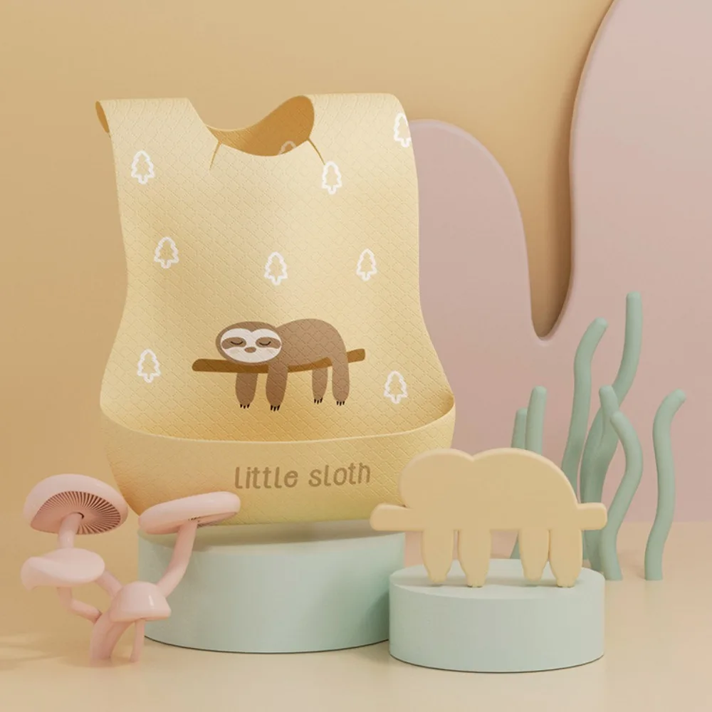 

Waterproof Disposable Children's Bib Food Feeding Supply Super Soft Cartoon Saliva Towel With Food Catcher Saliva Pockets