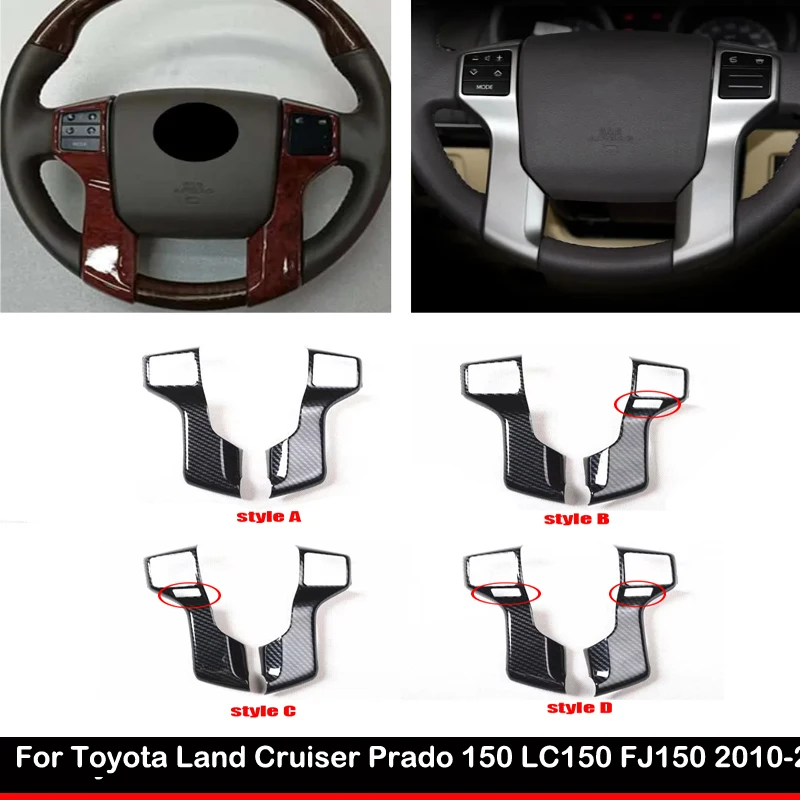 ABAIWAI For Toyota Land Cruiser Prado 150 Lc150 Fj150 2010-2017 Abs Carbonfiber Inner Steering Wheel Button Trim Car Accessories