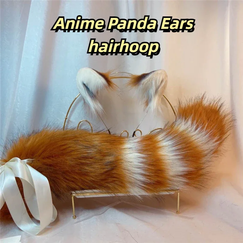

Custom Handmade Cosplay Prop Anime Animal Panda Ears Tail Beast Hair Hoop for Anime Lolita Christmas Halloween Cosplay